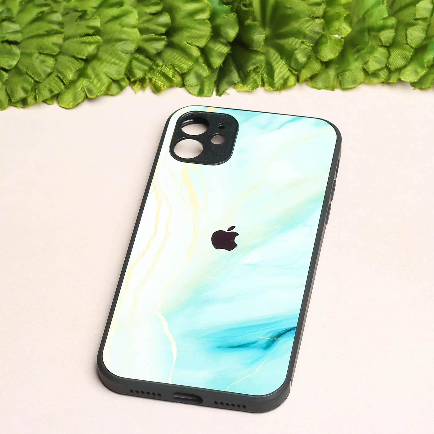 Green Luxe Marble metal back case for Apple Iphone 12 - Image 2