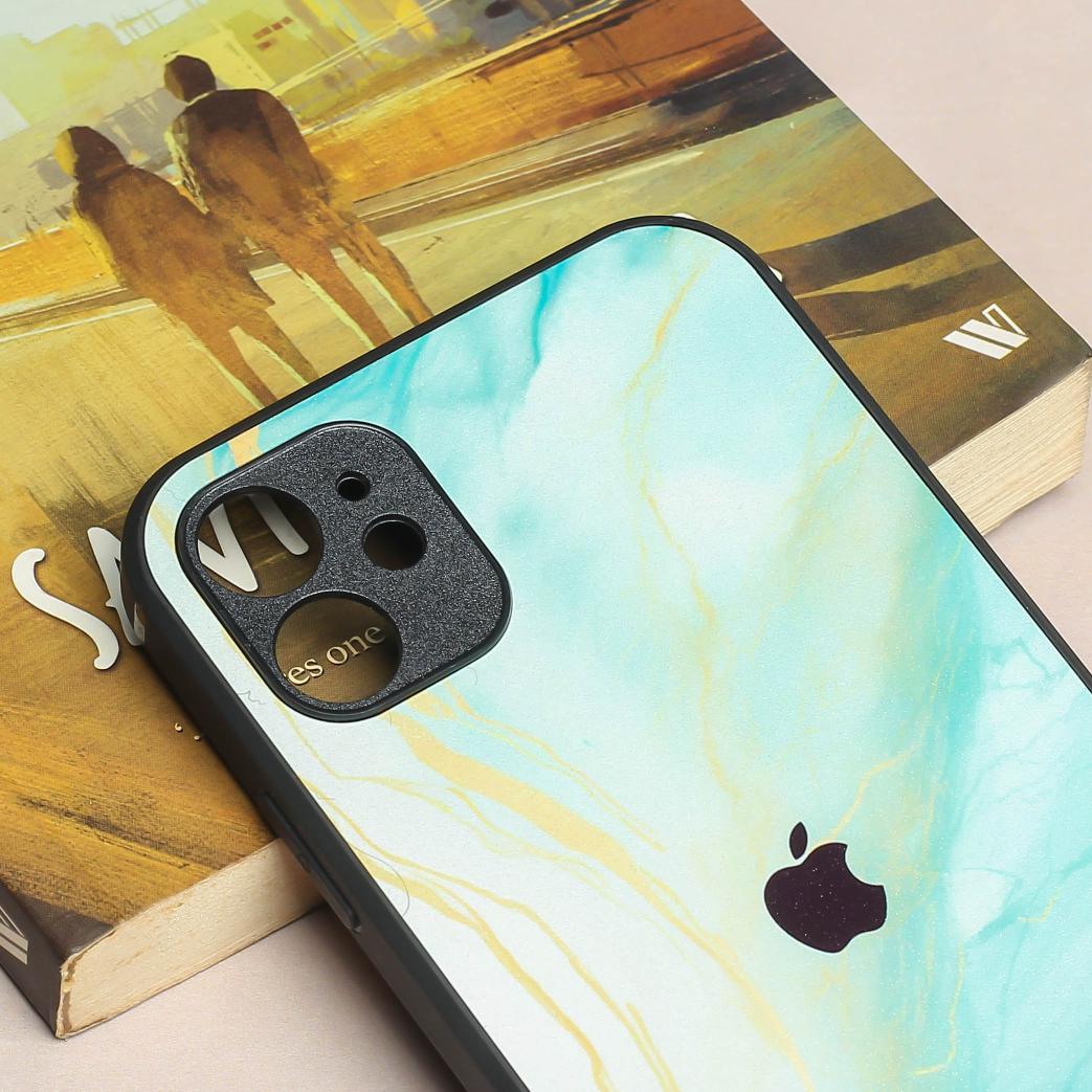 Green Luxe Marble metal back case for Apple Iphone 12 - Image 4