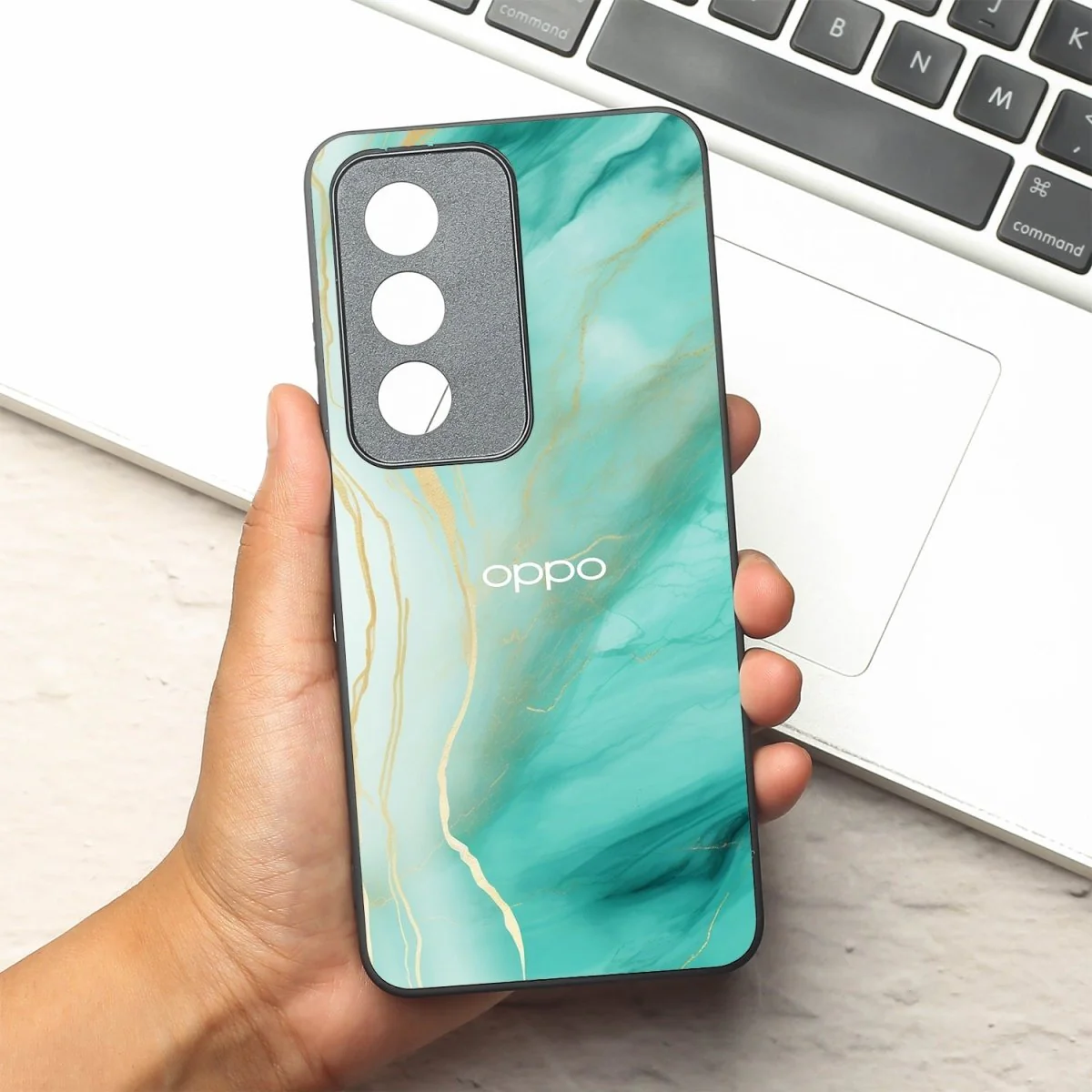 Green Luxe Marble metal back case for Oppo K12X