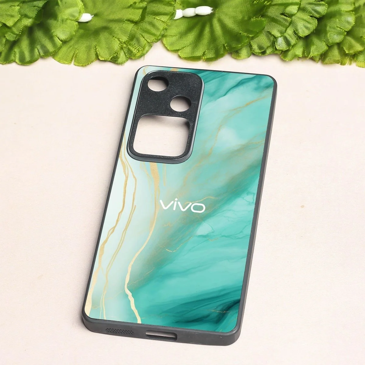 Green Luxe Marble metal back case for Vivo V30 - Image 2