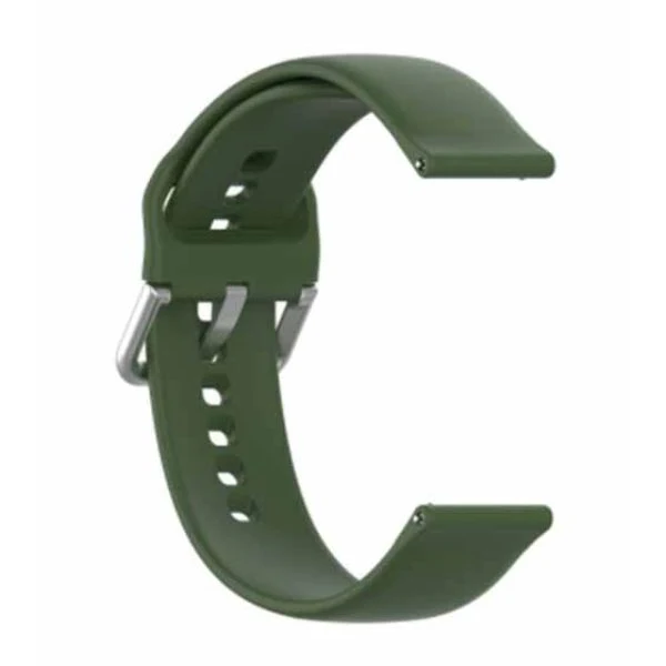 Green Plain Silicone Strap With Stainless steel Buckle For Smart Watch (20mm) - Image 2