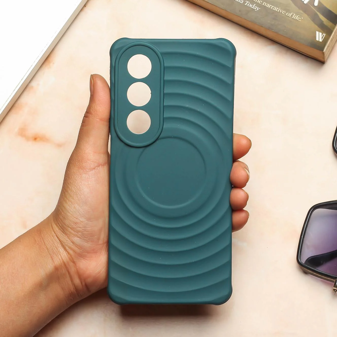 Green Round Wave Silicone Case for Oppo K12X