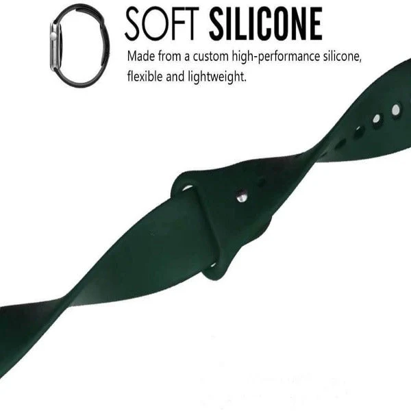Green Plain Silicone Strap For Apple Watch Series 5 (38mm/40mm/41mm) - Image 3