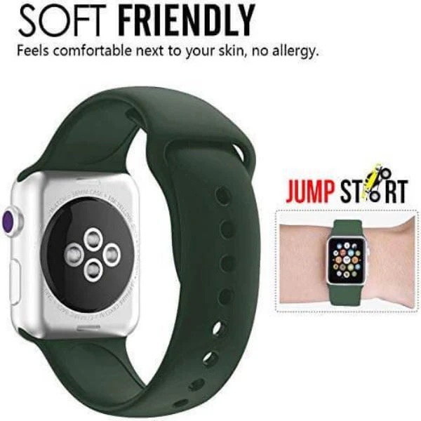 Green Plain Silicone Strap For Apple Watch Series 6 (38mm/40mm/41mm) - Image 2