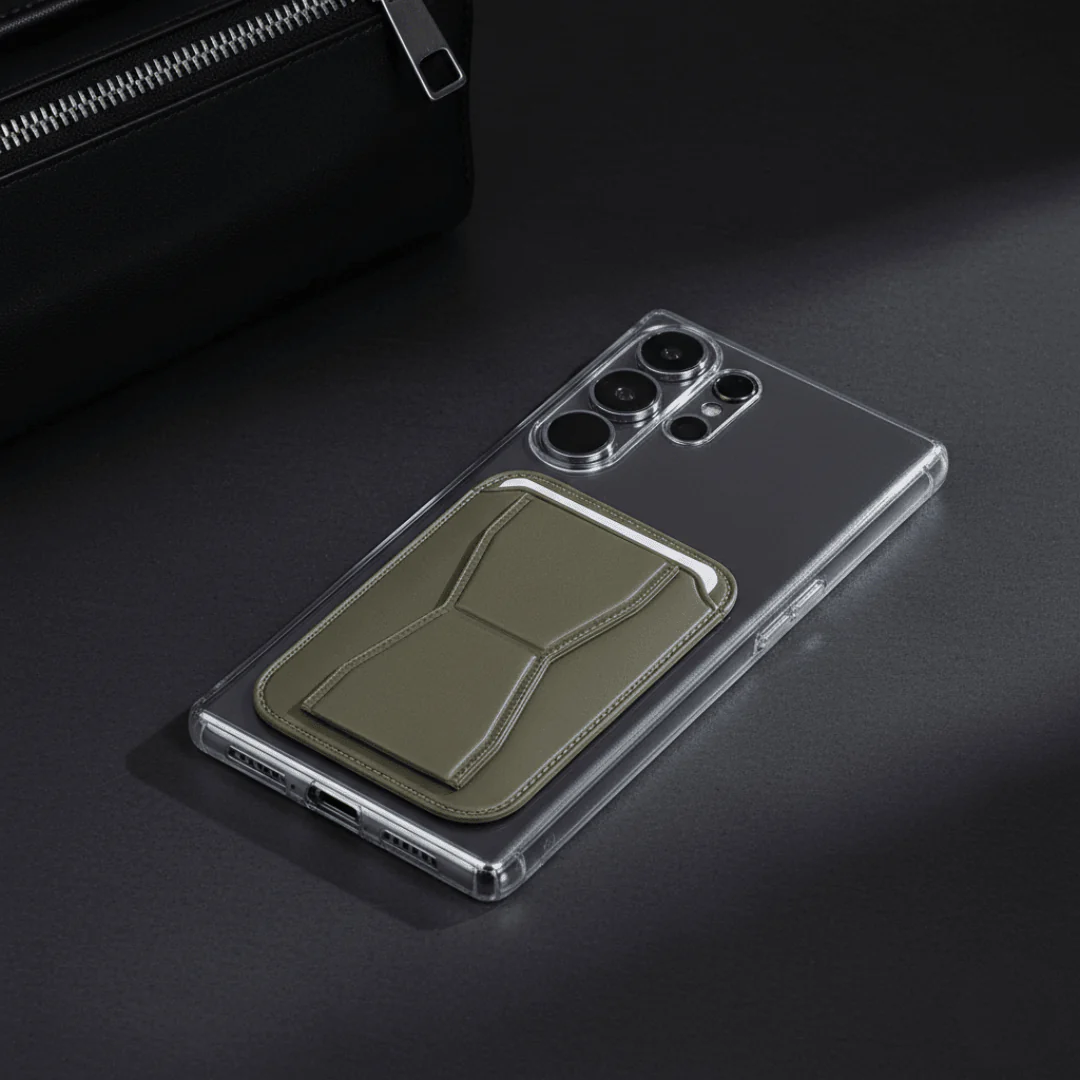 Green Sticky Mobile Wallet With Stand (Compatible For Only Android) - Image 3