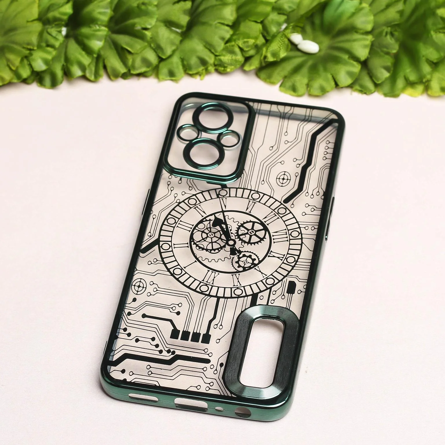 Green Watch Machine Logo Cut Transparent Case for Oppo F21 Pro - Image 2