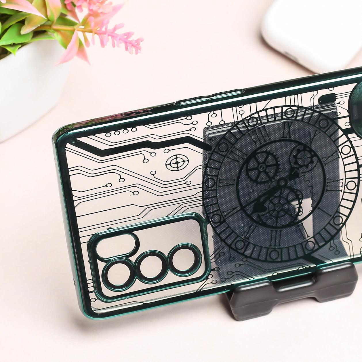Green Watch Machine Logo Cut Transparent Case for Oppo Reno 6 Pro - Image 3