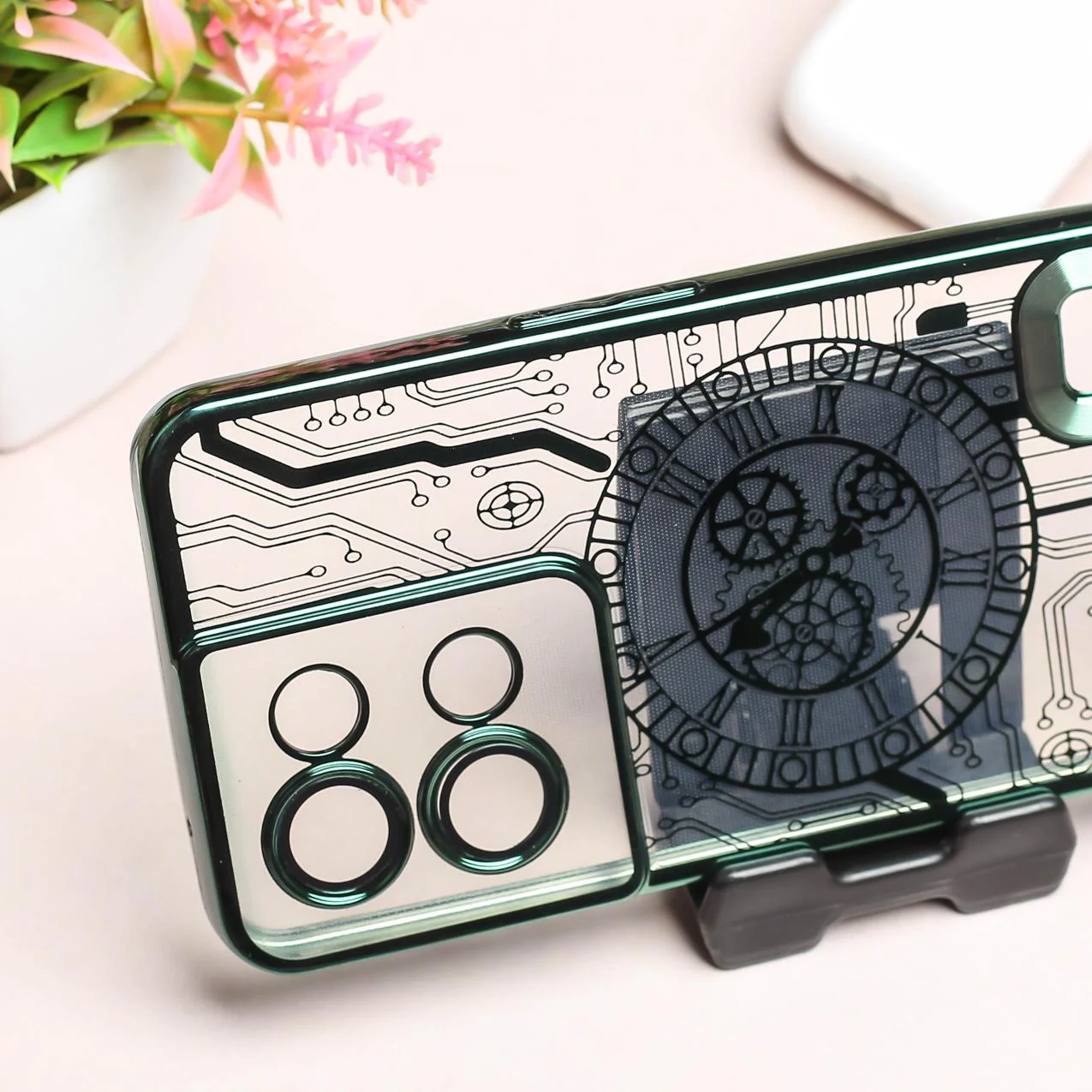 Green Watch Machine Logo Cut Transparent Case for Oppo Reno 8 - Image 3