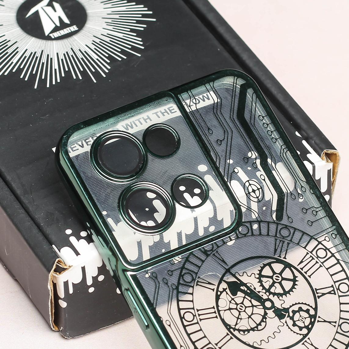 Green Watch Machine Logo Cut Transparent Case for Oppo Reno 8 - Image 4