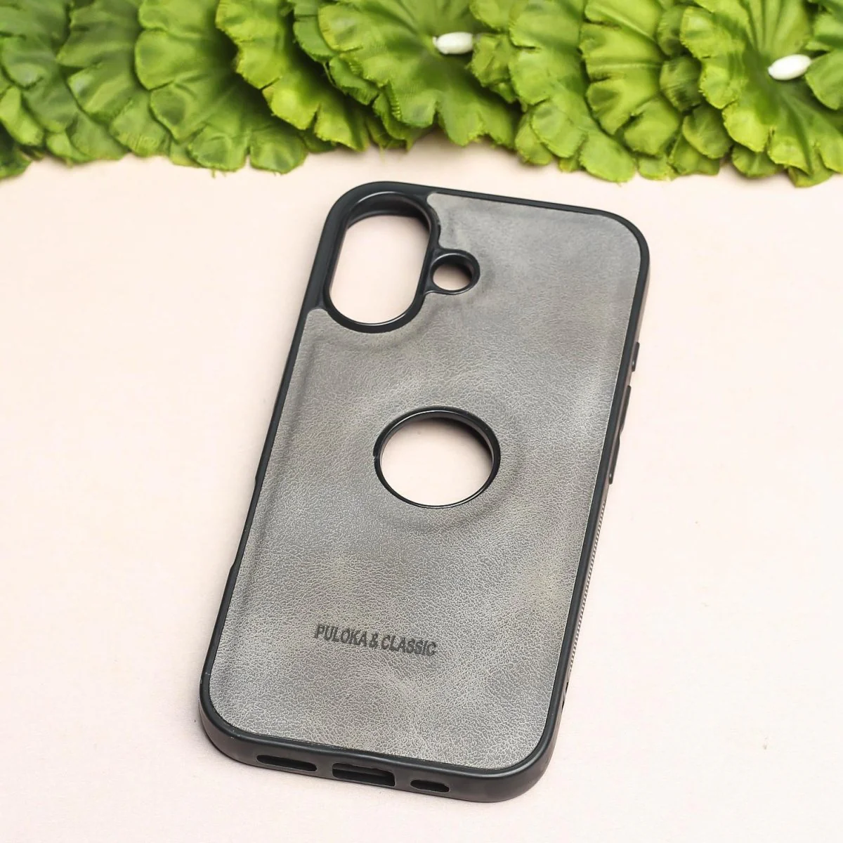 Grey Classic Leather Case for Apple Iphone 16 - Image 2