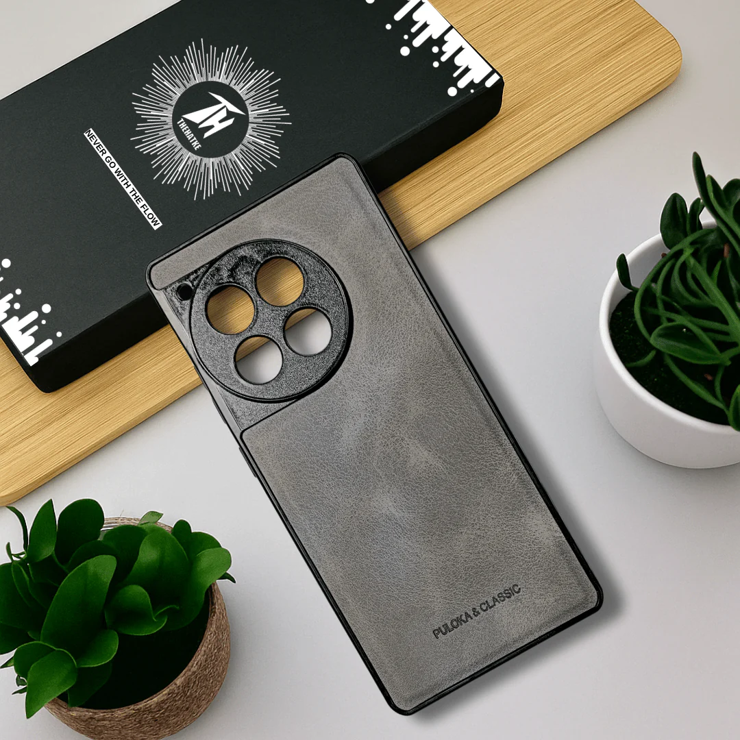 Grey Classic Leather Case for Oneplus 12r