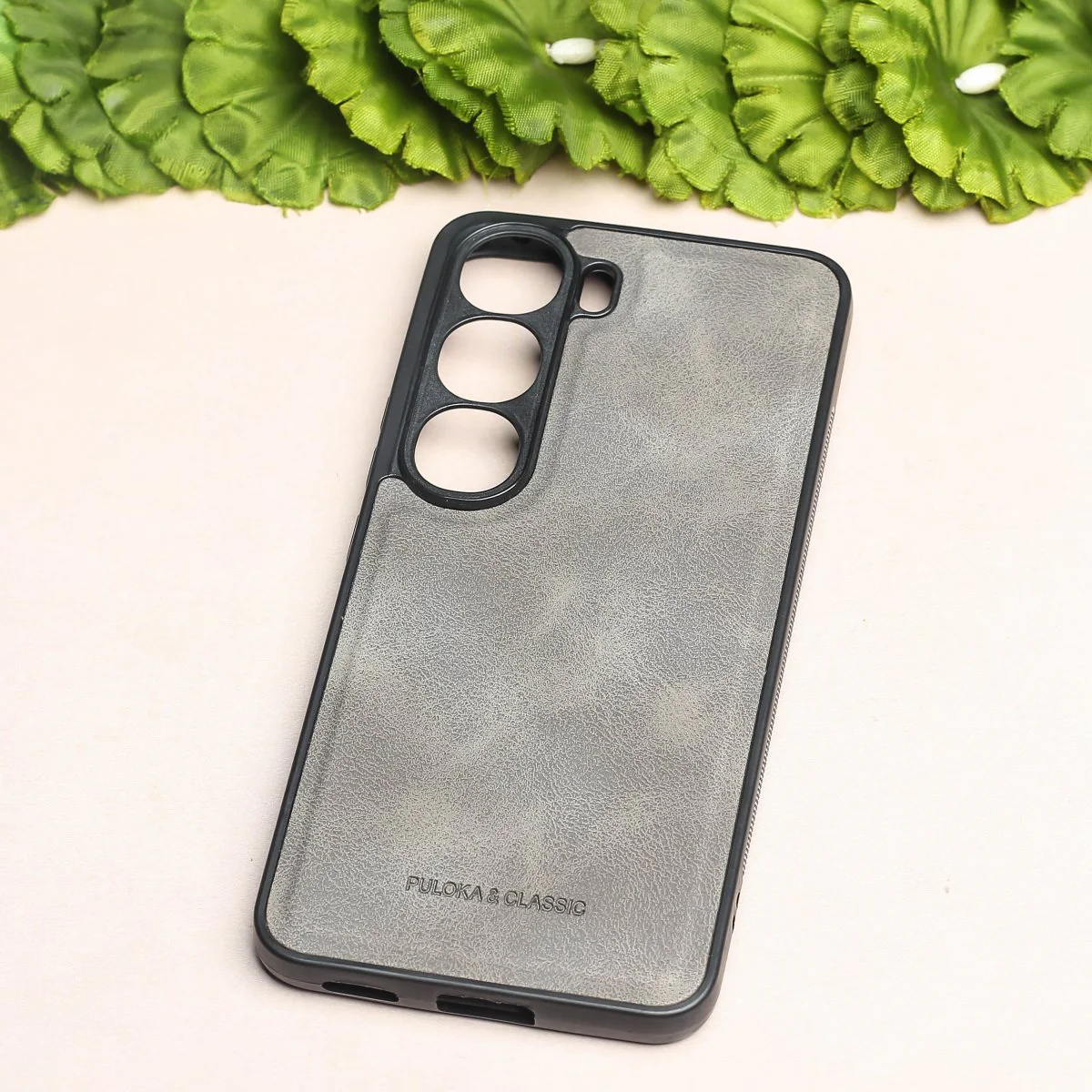 Grey Classic Leather Case for Vivo Y300 - Image 2