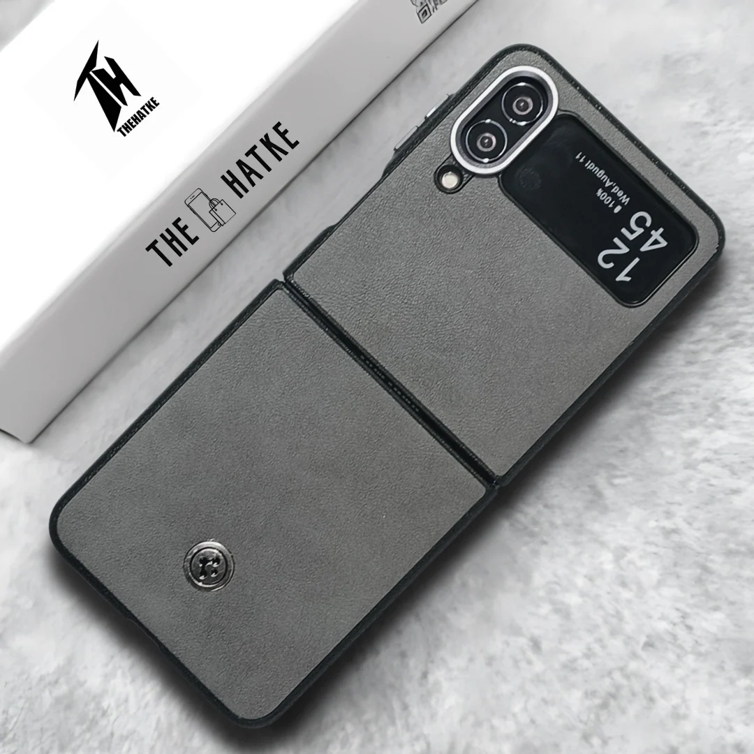 Grey Classy Leather Case for Samsung Galaxy Z FLIP 4 - Image 2