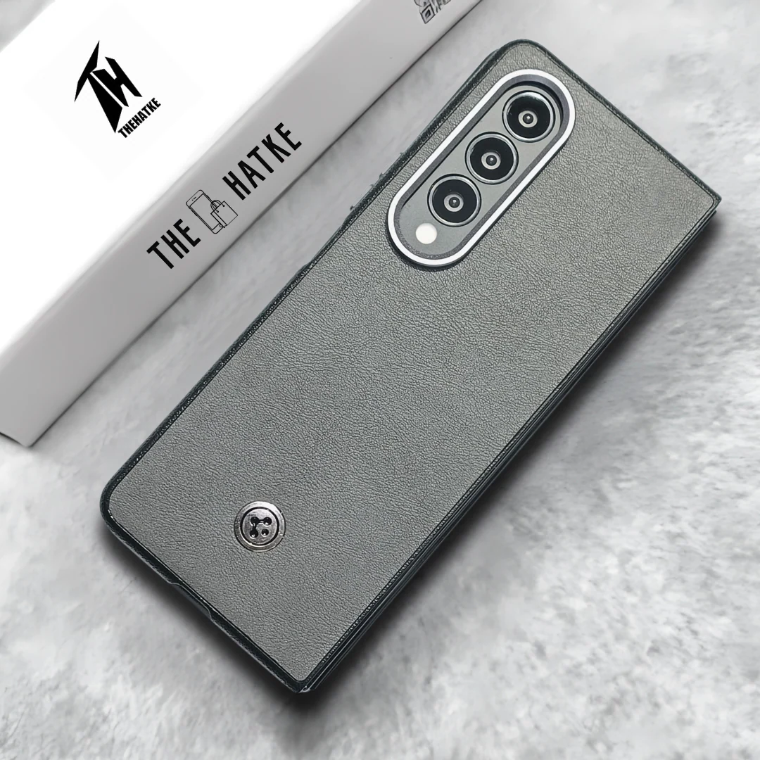 Grey Classy Leather Case for Samsung Galaxy Z Fold 4 - Image 2