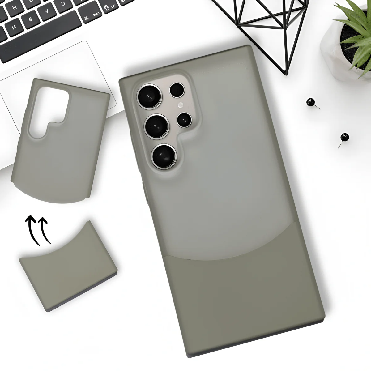 Grey Detach Matte Case For Samsung S23 Ultra
