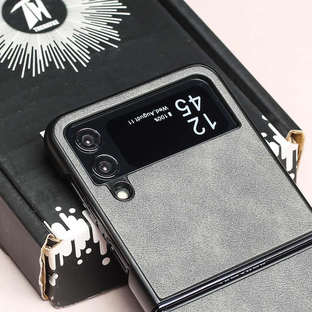 Grey Leather Case for Samsung Galaxy Z FLIP 3 - Image 5