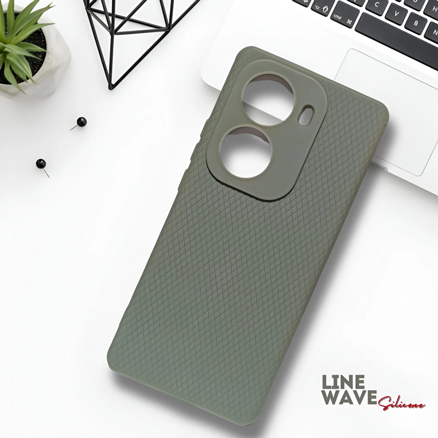 Grey Line Wave Silicone Case for Oppo Reno 11 - Image 5