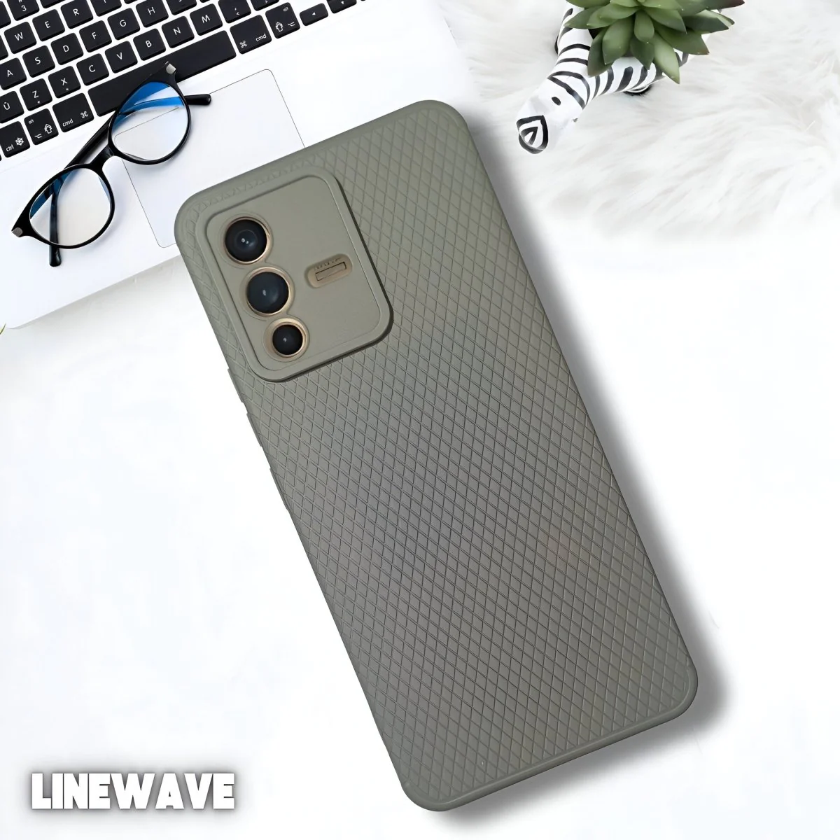 Grey Line Wave Silicone Case for Vivo V23