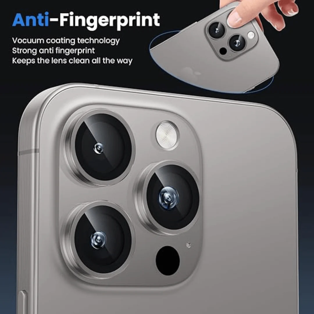 Grey Metallic camera ring lens guard for Apple iphone 16 Pro - Image 4