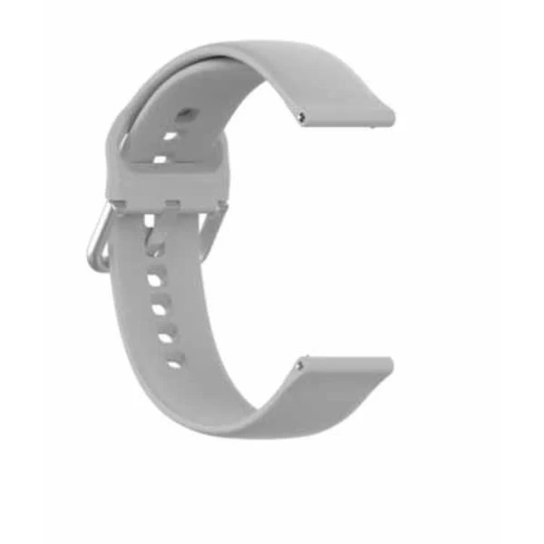 Grey Plain Silicone Strap With Stainless steel Buckle For Smart Watch (20mm) - Image 2