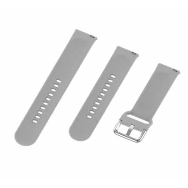 Grey Plain Silicone Strap With Stainless steel Buckle For Smart Watch (20mm) - Image 3