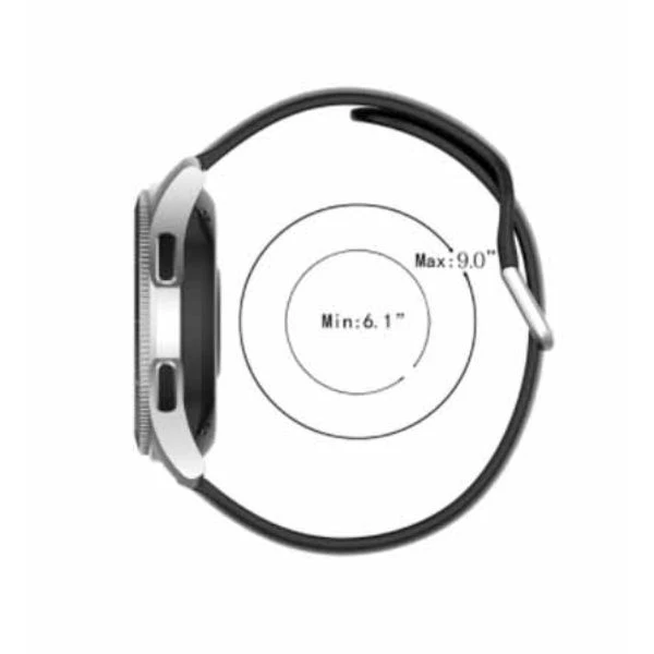 Grey Plain Silicone Strap With Stainless steel Buckle For Smart Watch (20mm) - Image 4