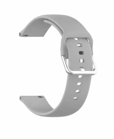Grey Plain Silicone Strap With Stainless steel Buckle For Smart Watch (22mm)