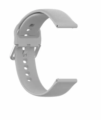 Grey Plain Silicone Strap With Stainless steel Buckle For Smart Watch (22mm) - Image 2