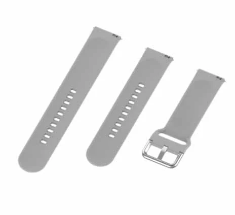 Grey Plain Silicone Strap With Stainless steel Buckle For Smart Watch (22mm) - Image 3