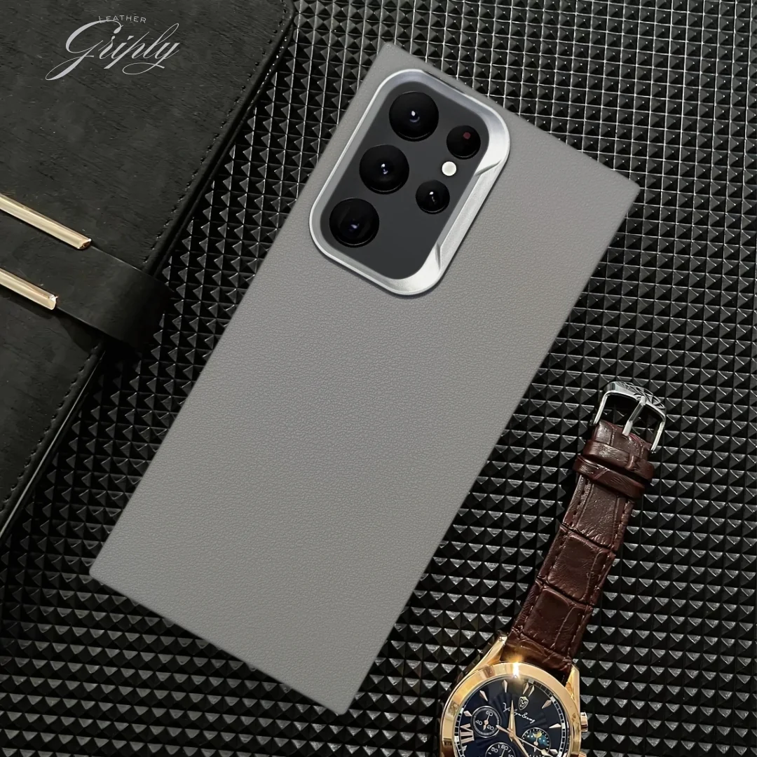 Griply Grey Leather Case for Samsung S22 Ultra