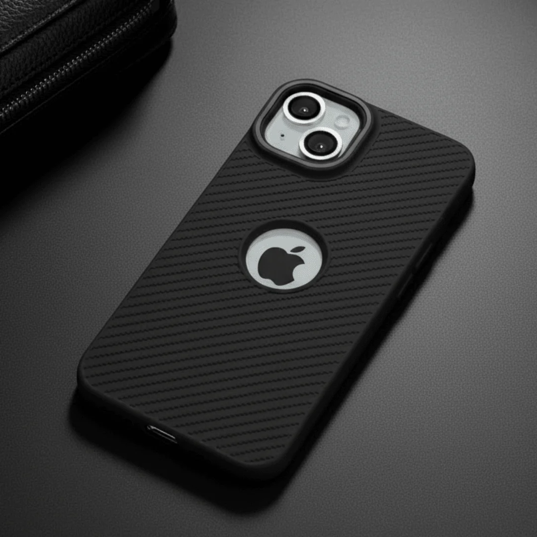 Gripon Black (Grey RING)Silicone Case for Apple iphone 15