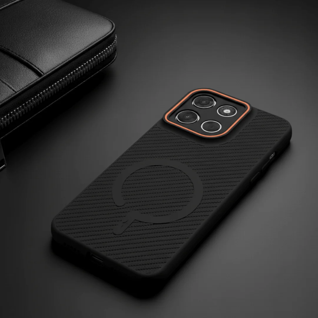 Gripon Black (Orange RING)Silicone Case for Motorola G67 Power