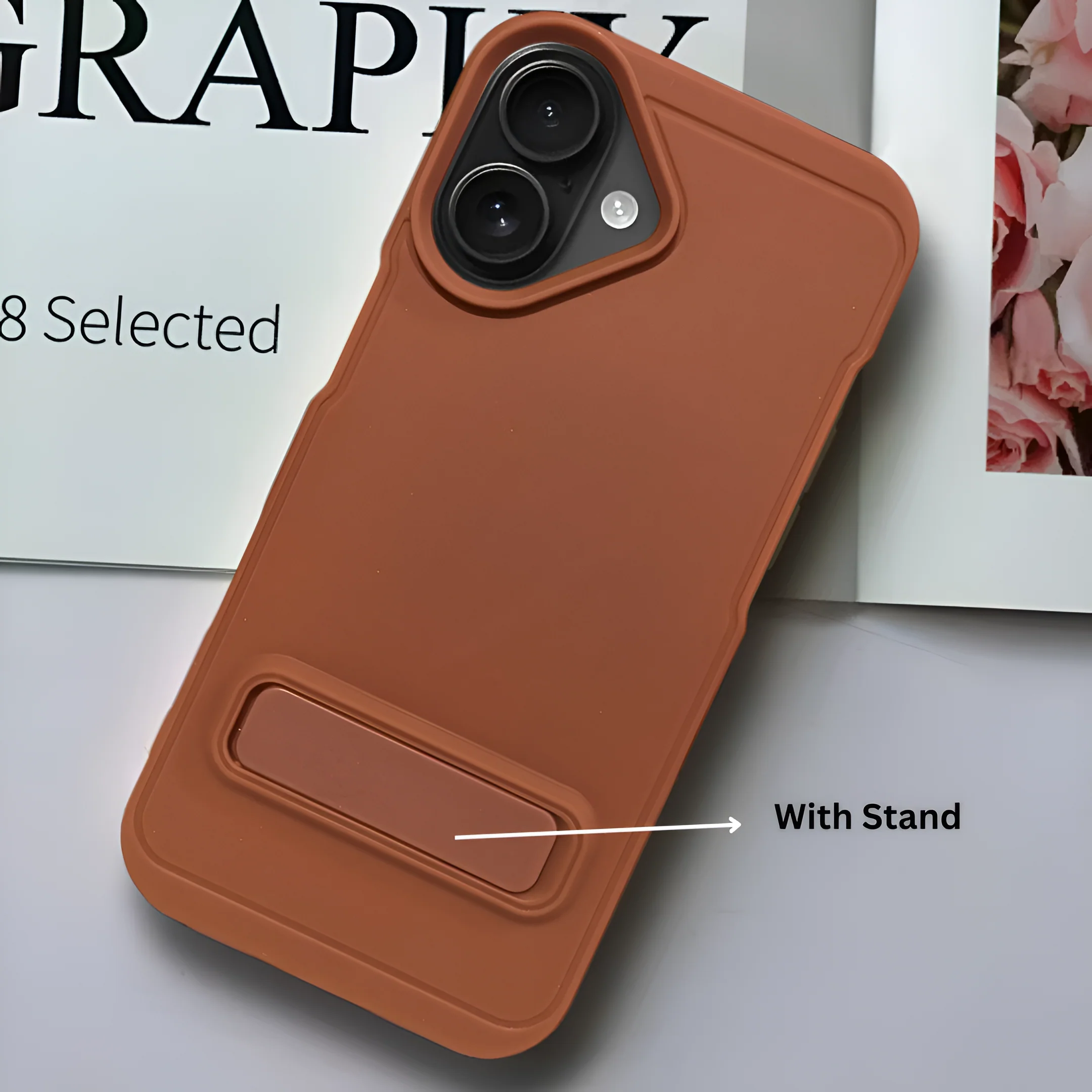 GripStand Brown Silicone case for Apple iphone 16 - Image 5