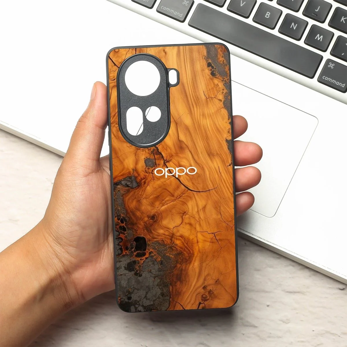 Lava Oak metal back case for Oppo Reno 11