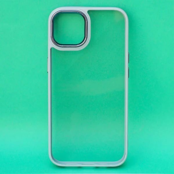 Lavender Blue Metal Safe Transparent Case for Apple iphone 13