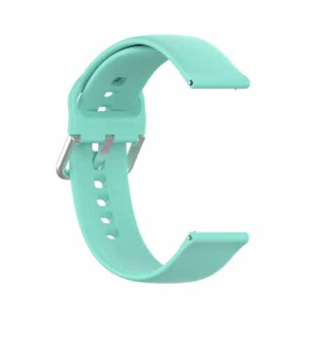 Light Green Plain Silicone Strap With Stainless steel Buckle For Smart Watch (22mm) - Image 2