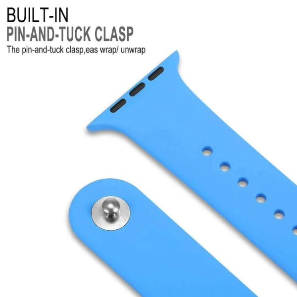 Sky Blue Silicone Strap For Apple Iwatch (38mm/40mm/41mm) - Image 4