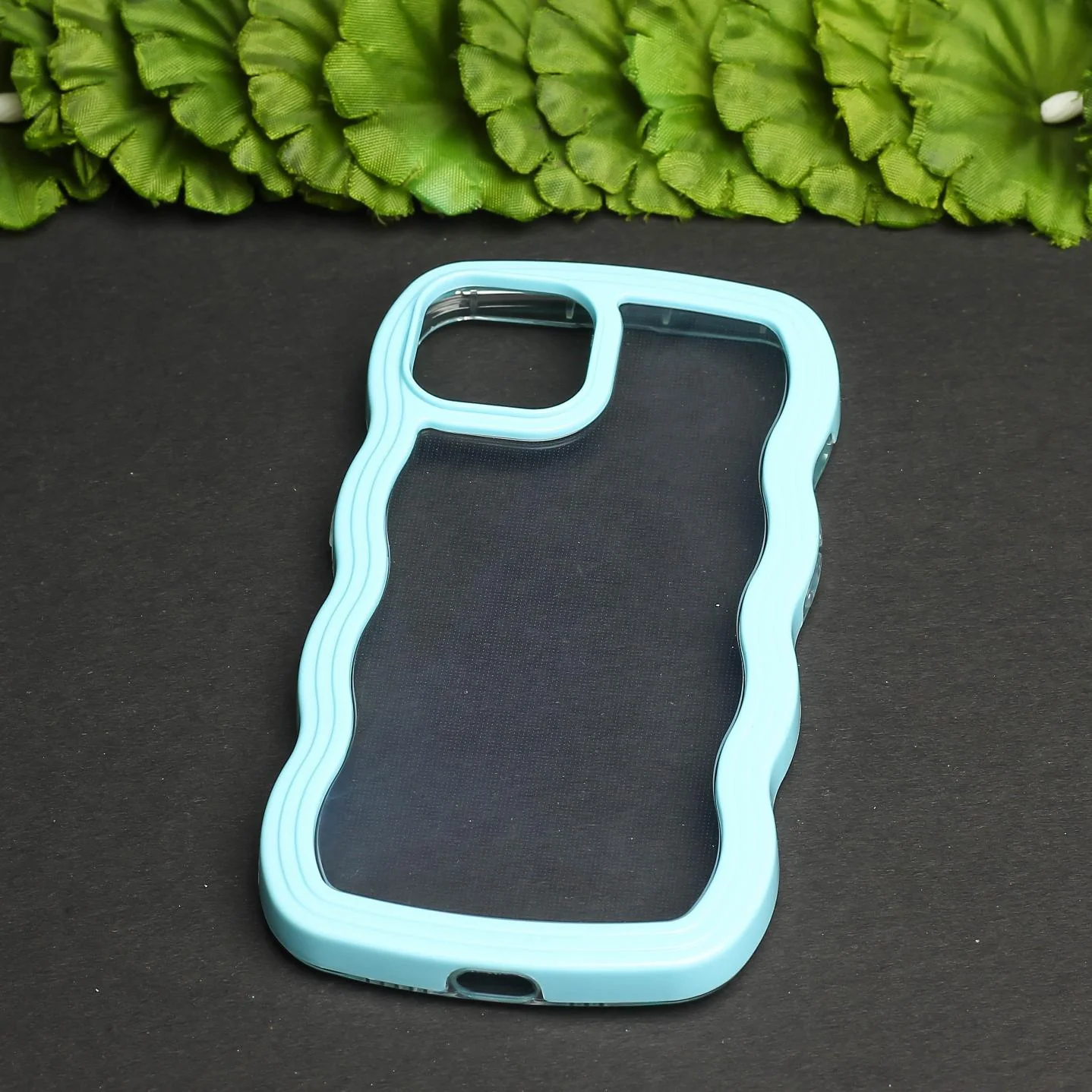 Light Blue Zig Zag Frame  Silicon Case for Apple Iphone 14 - Image 2