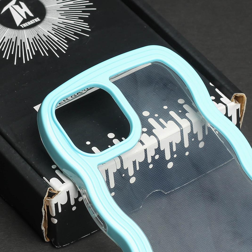 Light Blue Zig Zag Frame Silicon Case for Apple Iphone 15 - Image 4