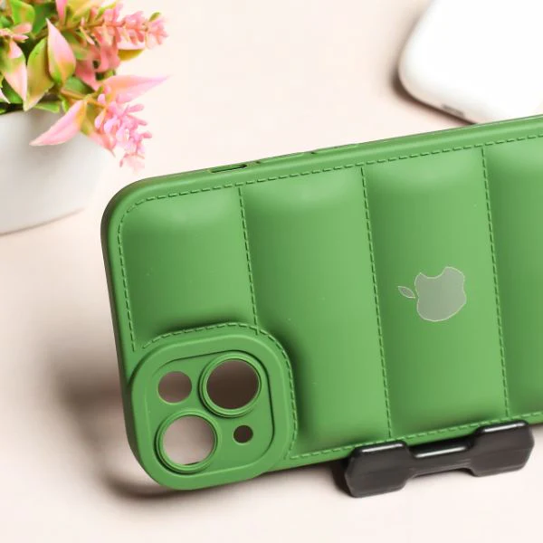 Dark Green Puffon silicone case for Apple iPhone 13 - Image 2