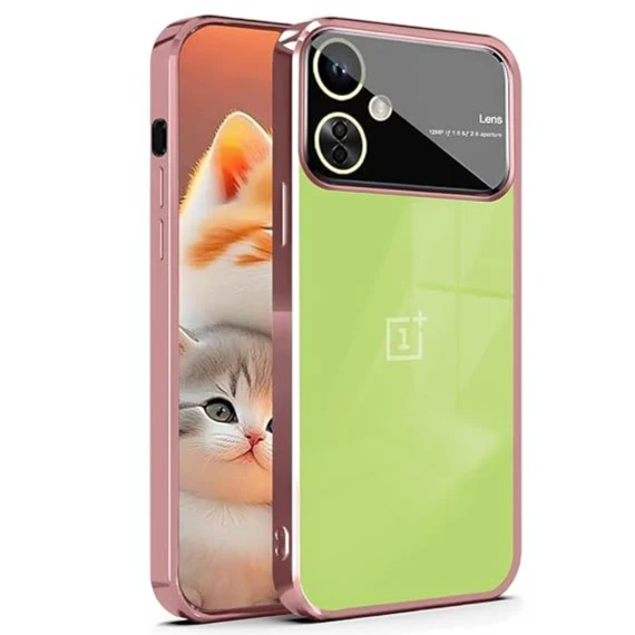 Luxury Plating Pink Camera Protection Transparent Case for Oneplus Nord CE 3 Lite