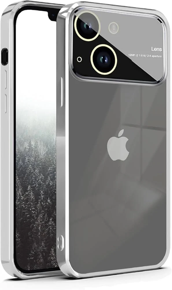 Luxury Plating Silver Camera Protection Transparent Case for Apple iphone 13