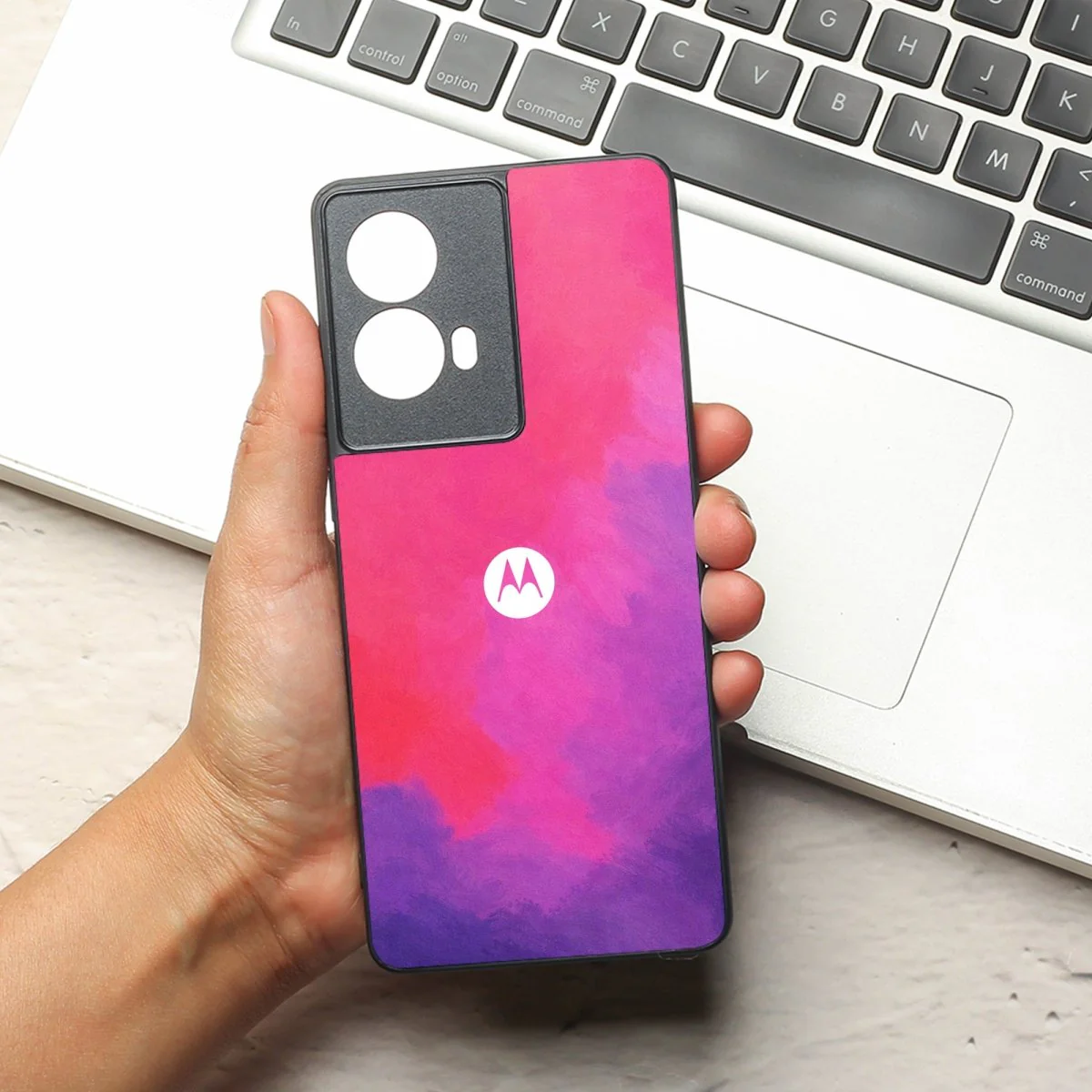 Magenta oil Paint (MB) Silicone Case for Motorola Edge 50 Fusion