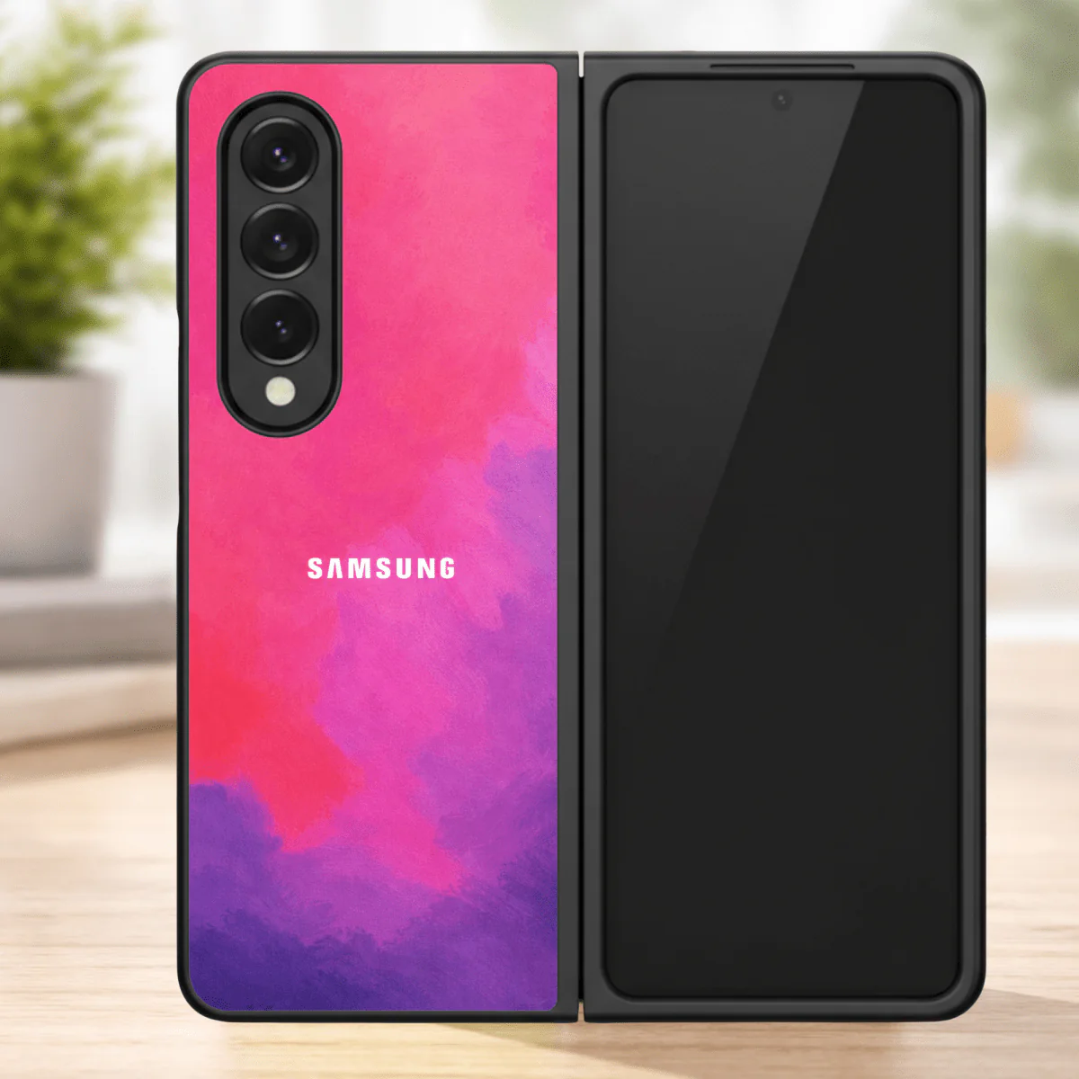 Magenta oil Paint (MB) silicone Case for Samsung Z Fold 4 5G