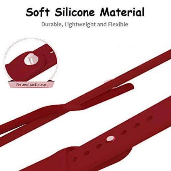 Maroon Plain Silicone Strap For Apple Watch Series 4 (38mm/40mm/41mm) - Image 3
