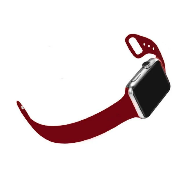 Maroon Plain Silicone Strap For Apple Watch Series 5 (38mm/40mm/41mm) - Image 4