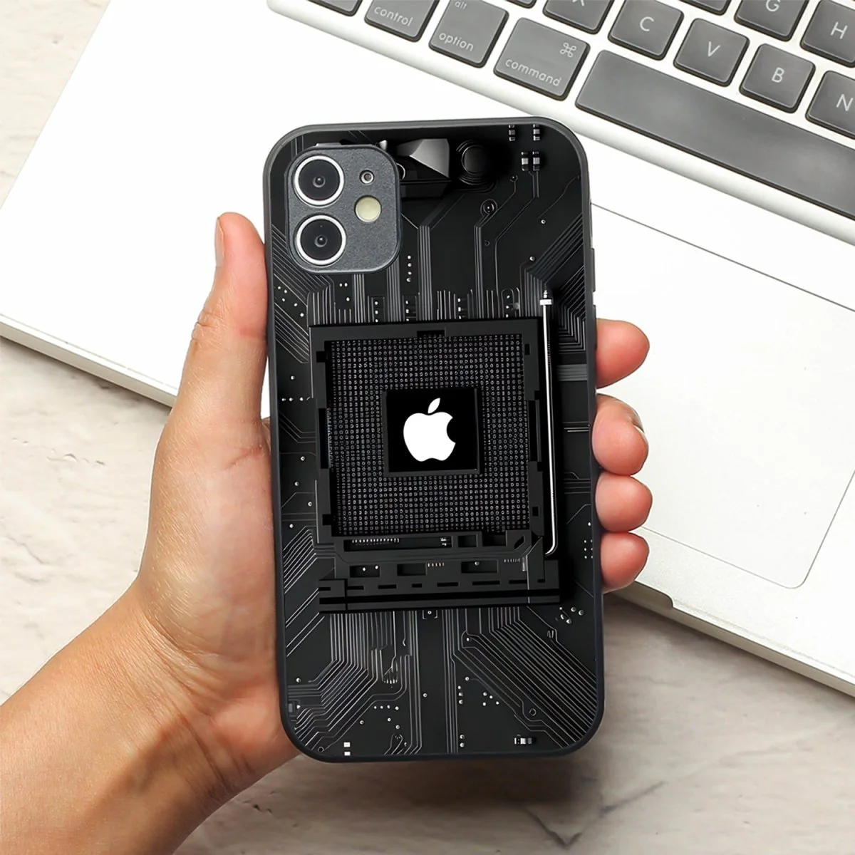 Microchip metal back case for Apple Iphone 11