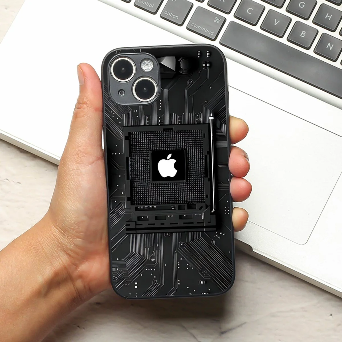 Microchip metal back case for Apple Iphone 13