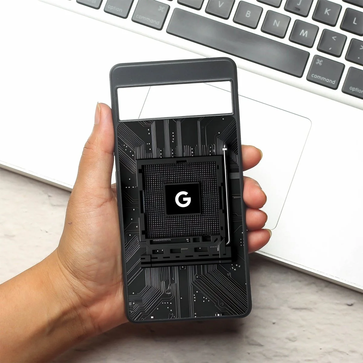 Microchip metal back case for Google Pixel 7