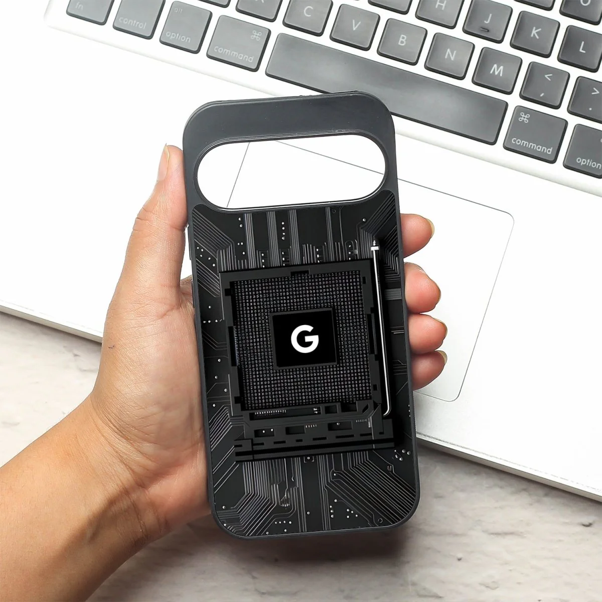 Microchip metal back case for Google Pixel 9
